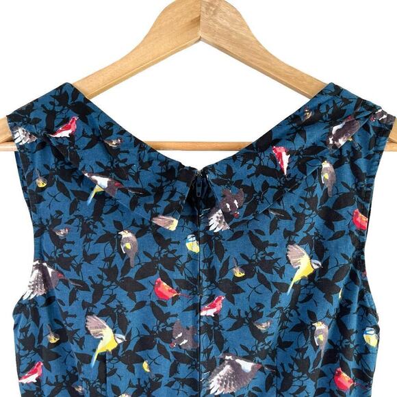 Lindy Bob Ophelia Blue Bird Print Fit & Flare Dress Retro 50s Pinup, Size XS - Picture 10 of 13